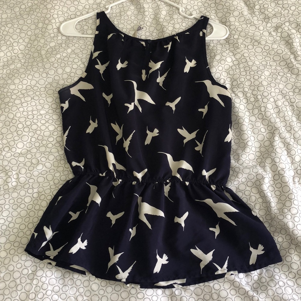 Silky hummingbird print tank top